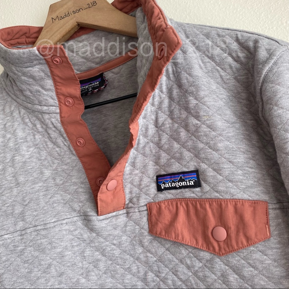 Patagonia Organic Cotton Quilt Snap-T Pullover Sweatshirt Sweater Grey Medium - Picture 10 of 13